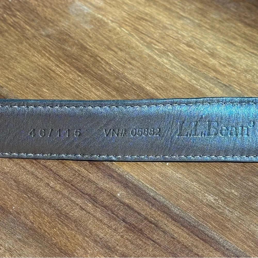 Vintage L.L.Bean 46 Men’s Brown Leather Belt Solid Brass Buckle Made in Turkey